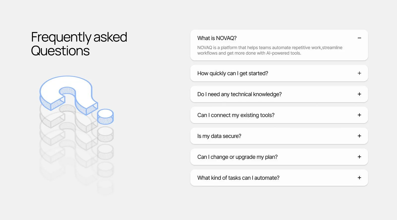 NOVQ FAQ section, original design